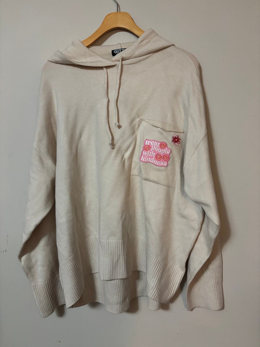 Custom plus size hoodie with pocket 3x nwt handmade beige